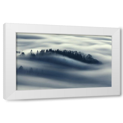 Flow White Modern Wood Framed Art Print by Rems, Kristjan