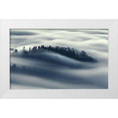 Flow White Modern Wood Framed Art Print by Rems, Kristjan