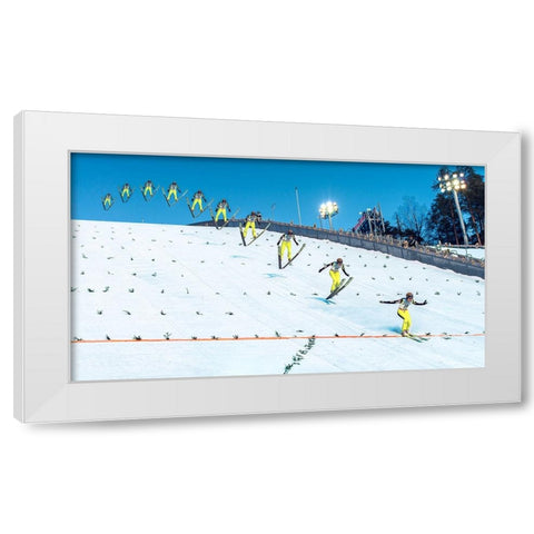 Anatomy Of A Ski Jump White Modern Wood Framed Art Print by Damsten, Petri