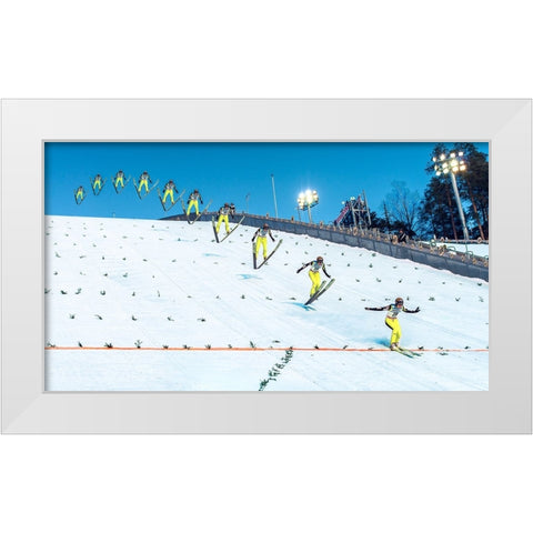 Anatomy Of A Ski Jump White Modern Wood Framed Art Print by Damsten, Petri