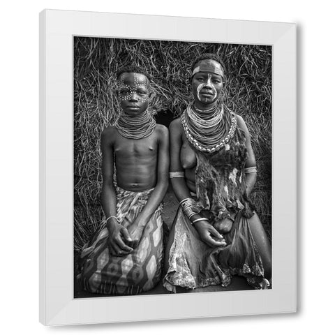 Two Karo Tribe Girls (Omo Valley-Ethiopia) White Modern Wood Framed Art Print by Inazio Kuesta, Joxe