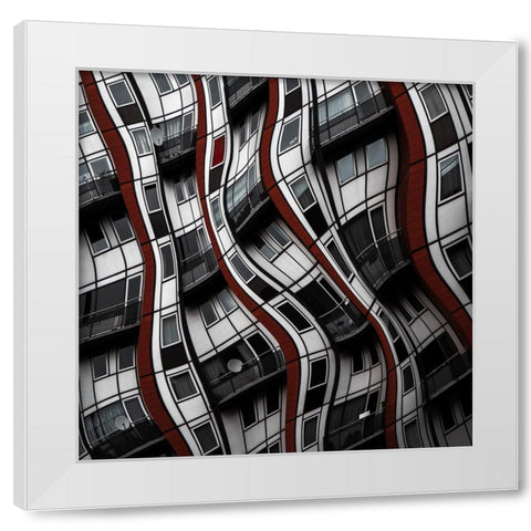 The Red Curtain White Modern Wood Framed Art Print by Claes, Gilbert