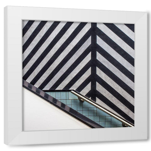 Museum Staircase White Modern Wood Framed Art Print by Vangindertael, Luc