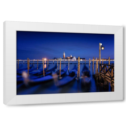 San Giorgio Maggiore Island-Venice White Modern Wood Framed Art Print by Deakin, Karen