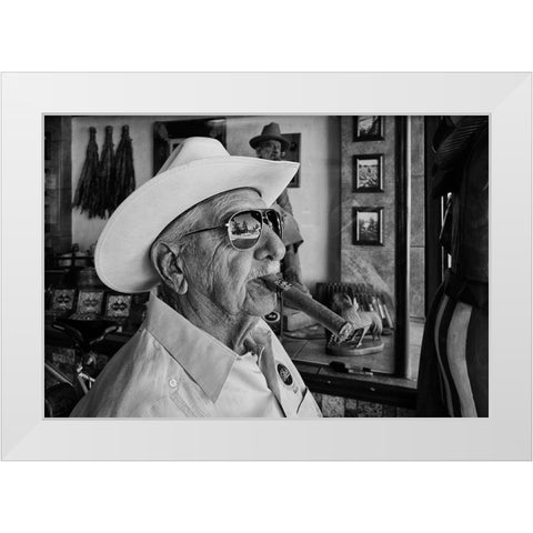 Homme Avec Cigare White Modern Wood Framed Art Print by Liviero, Tony