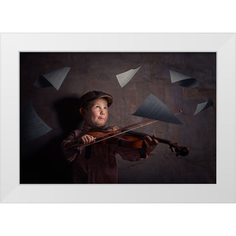 The Magic Of Music White Modern Wood Framed Art Print by Vrican, Adrian