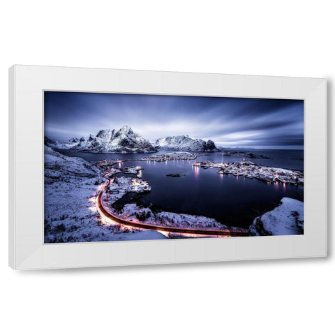 Reine Blue Hour White Modern Wood Framed Art Print by De La, Javier