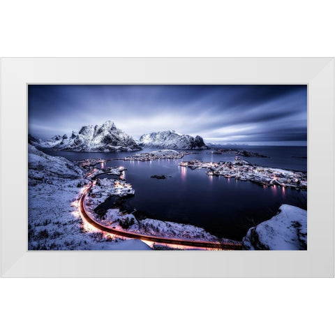 Reine Blue Hour White Modern Wood Framed Art Print by De La, Javier