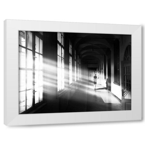 Do Not Give Up Little Girl White Modern Wood Framed Art Print by Turk, Tadej