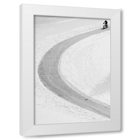 Untitled White Modern Wood Framed Art Print by Wang, Jian