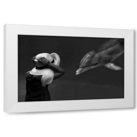 Close Encounter ... White Modern Wood Framed Art Print by Depaepe, Yvette