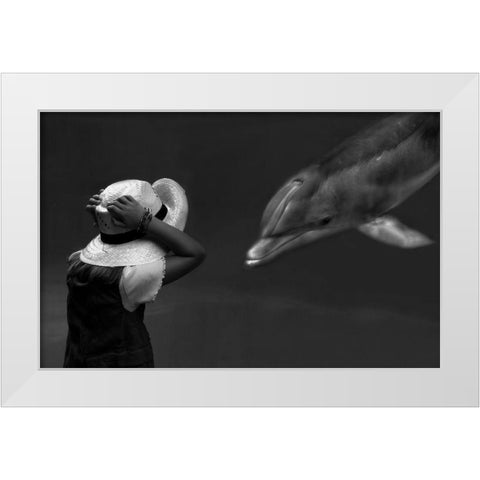 Close Encounter ... White Modern Wood Framed Art Print by Depaepe, Yvette