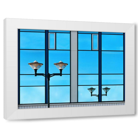 Dancing Lights White Modern Wood Framed Art Print by van Maastricht, Henk