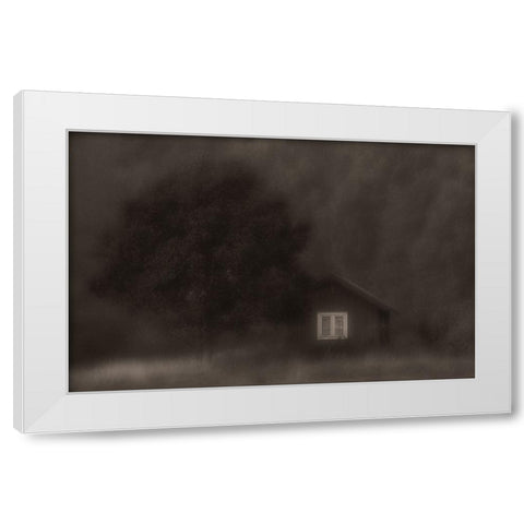 The Little Cottage In The Woods White Modern Wood Framed Art Print by Wallberg, Allan