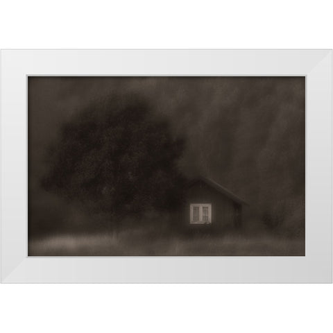 The Little Cottage In The Woods White Modern Wood Framed Art Print by Wallberg, Allan