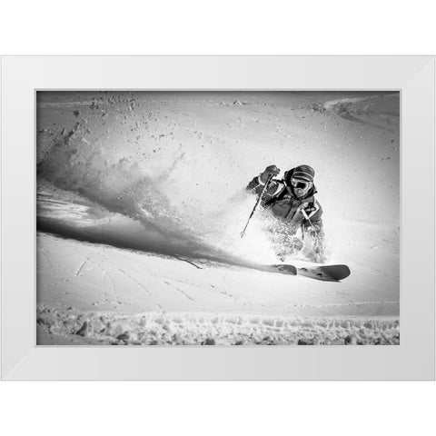 Henri Making A Powder Turn... White Modern Wood Framed Art Print by Verbiest, Eric