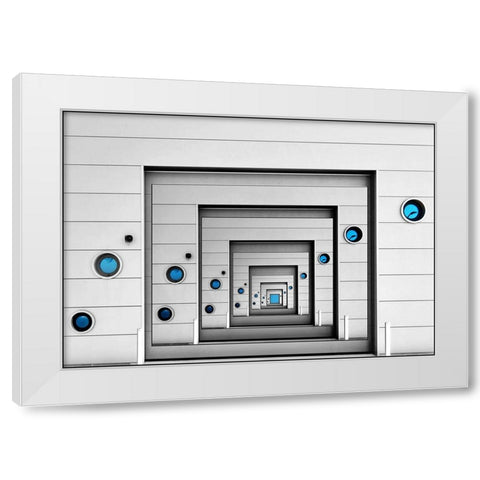 Blue Desire White Modern Wood Framed Art Print by van Maastricht, Henk