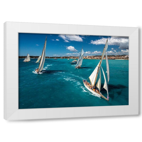 Race Start White Modern Wood Framed Art Print by Pelissier, Marc