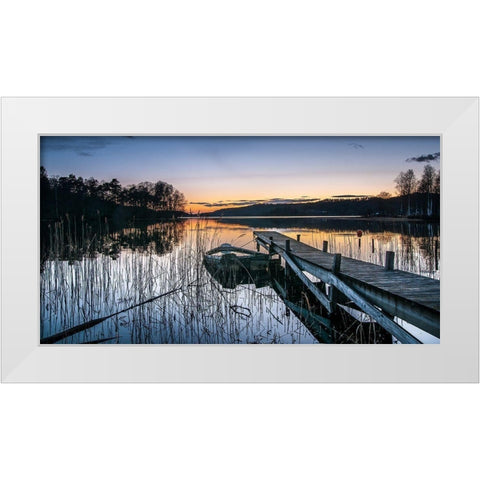 An Evening With Little Heat White Modern Wood Framed Art Print by Pettersson, Benny