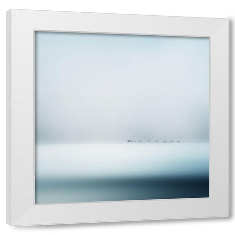 Wild Geese White Modern Wood Framed Art Print by Flour, Piet