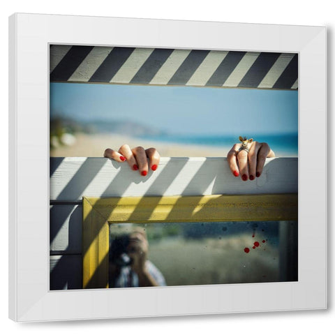 Escape White Modern Wood Framed Art Print by Ambra