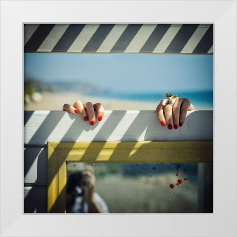 Escape White Modern Wood Framed Art Print by Ambra