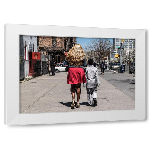 The lady and her gentleman White Modern Wood Framed Art Print by Abreu, Pablo