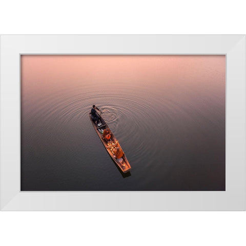 Path Of Light White Modern Wood Framed Art Print by Rungrojanarak, Nun