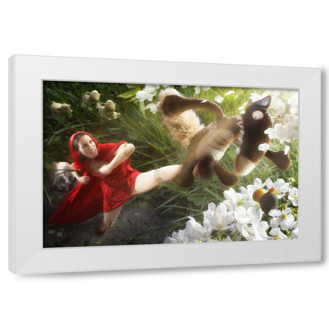 Little Red Nutcracker White Modern Wood Framed Art Print by Kiciak, Christophe