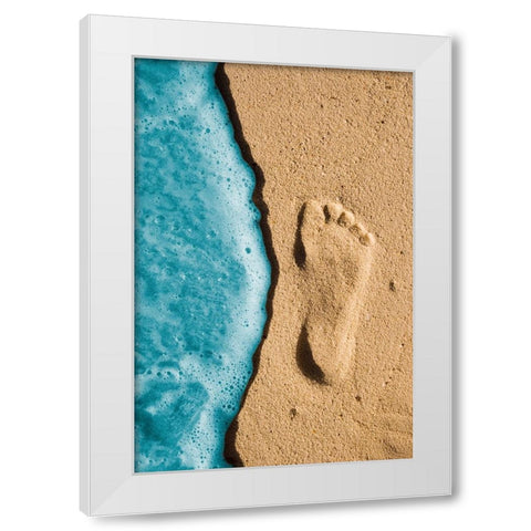 Footprint On Sand White Modern Wood Framed Art Print by Carlos Gonzalez-Najera, Juan