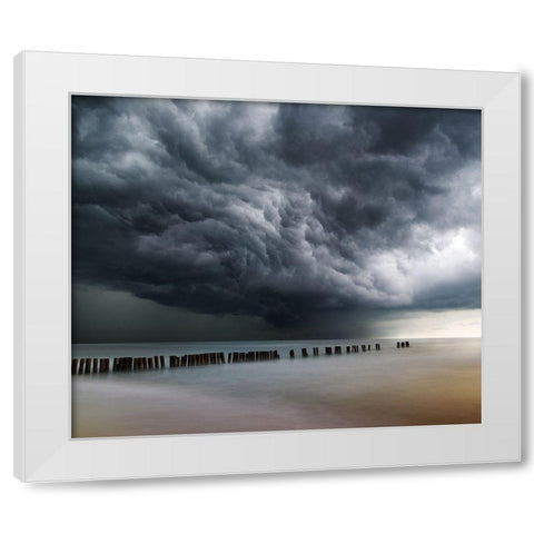 Untitled White Modern Wood Framed Art Print by Zarys, Mindaugas