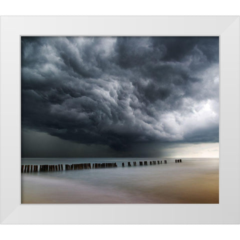 Untitled White Modern Wood Framed Art Print by Zarys, Mindaugas