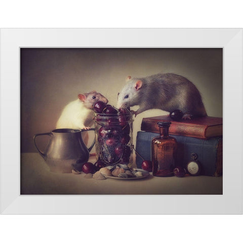 Snoozy And Jimmy White Modern Wood Framed Art Print by Van Deelen, Ellen