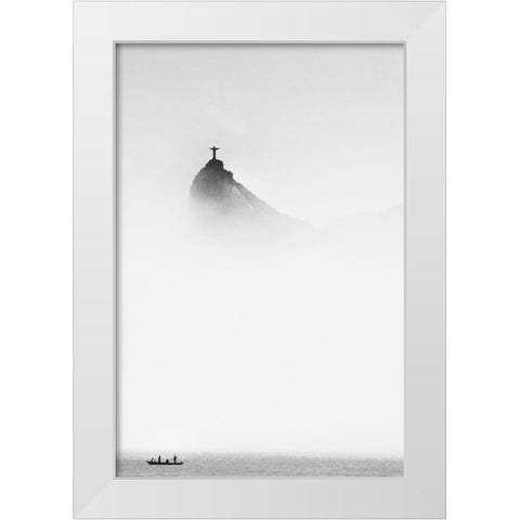 Cristo In The Mist White Modern Wood Framed Art Print by Cole, Trevor