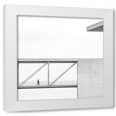 Across The Bridge White Modern Wood Framed Art Print by Lenzen, Klaus