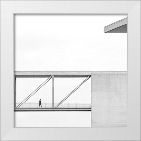 Across The Bridge White Modern Wood Framed Art Print by Lenzen, Klaus