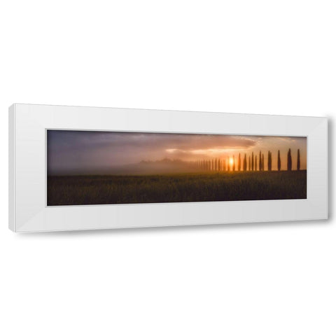 Tuscany Sunrising White Modern Wood Framed Art Print by De La, Javier