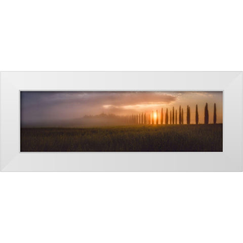 Tuscany Sunrising White Modern Wood Framed Art Print by De La, Javier
