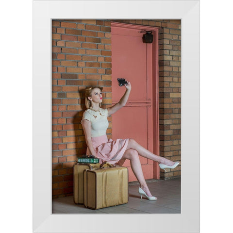 An Old Self Portrait White Modern Wood Framed Art Print by Woodforth, Kirsten