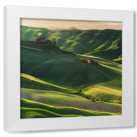 Green Square White Modern Wood Framed Art Print by Pawlak, Jarek