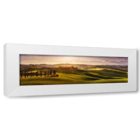 Waves Of Light White Modern Wood Framed Art Print by De La, Javier