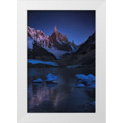 Laguna Torre - A Frozen Night White Modern Wood Framed Art Print by Zhang, Yan