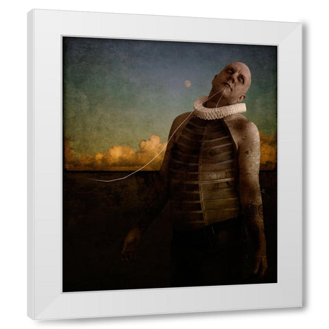 ItS Hard To Be A Man White Modern Wood Framed Art Print by Lilja, Johan