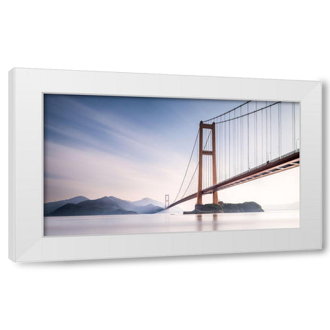 Xihou Bridge A Moon Bay White Modern Wood Framed Art Print by Ai, Qing