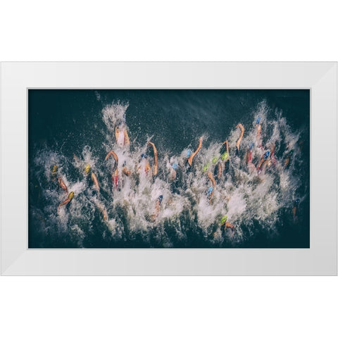 Position Battles White Modern Wood Framed Art Print by Lenzen, Klaus