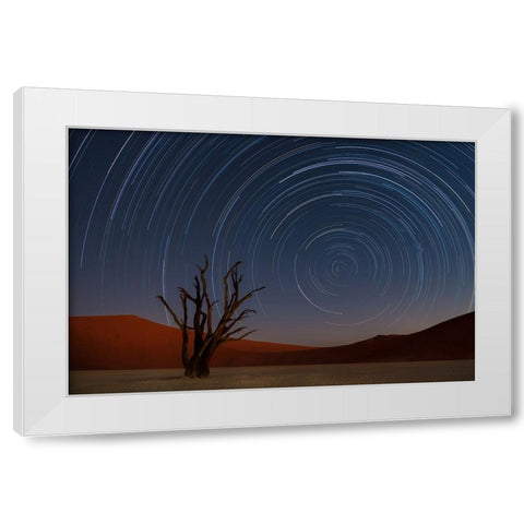 Star Trails Of Namibia White Modern Wood Framed Art Print by Deakin, Karen
