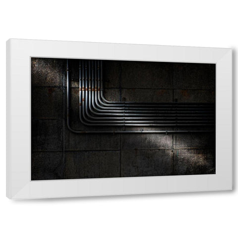 -  U N D E R  T H E  B R O O K L Y N  B R I D G E  - White Modern Wood Framed Art Print by Schuurmans, Wim