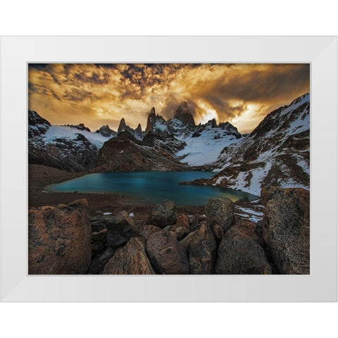 Mount Fitz Roy White Modern Wood Framed Art Print by Zhang, Yan