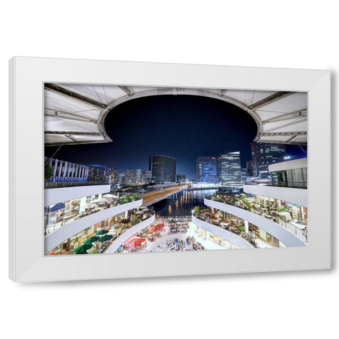 Yokohama White Modern Wood Framed Art Print by Hara, Tomoshi