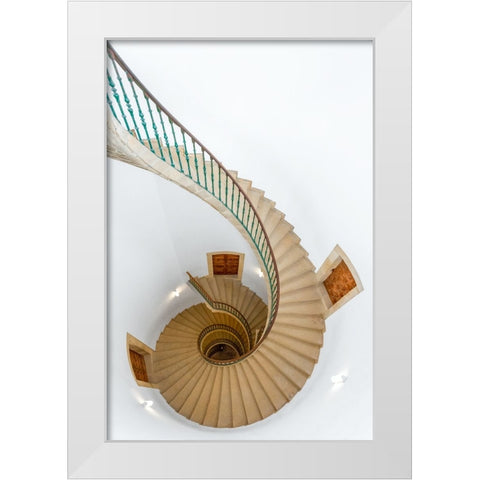 Triple Espiral White Modern Wood Framed Art Print by Revuelto, David